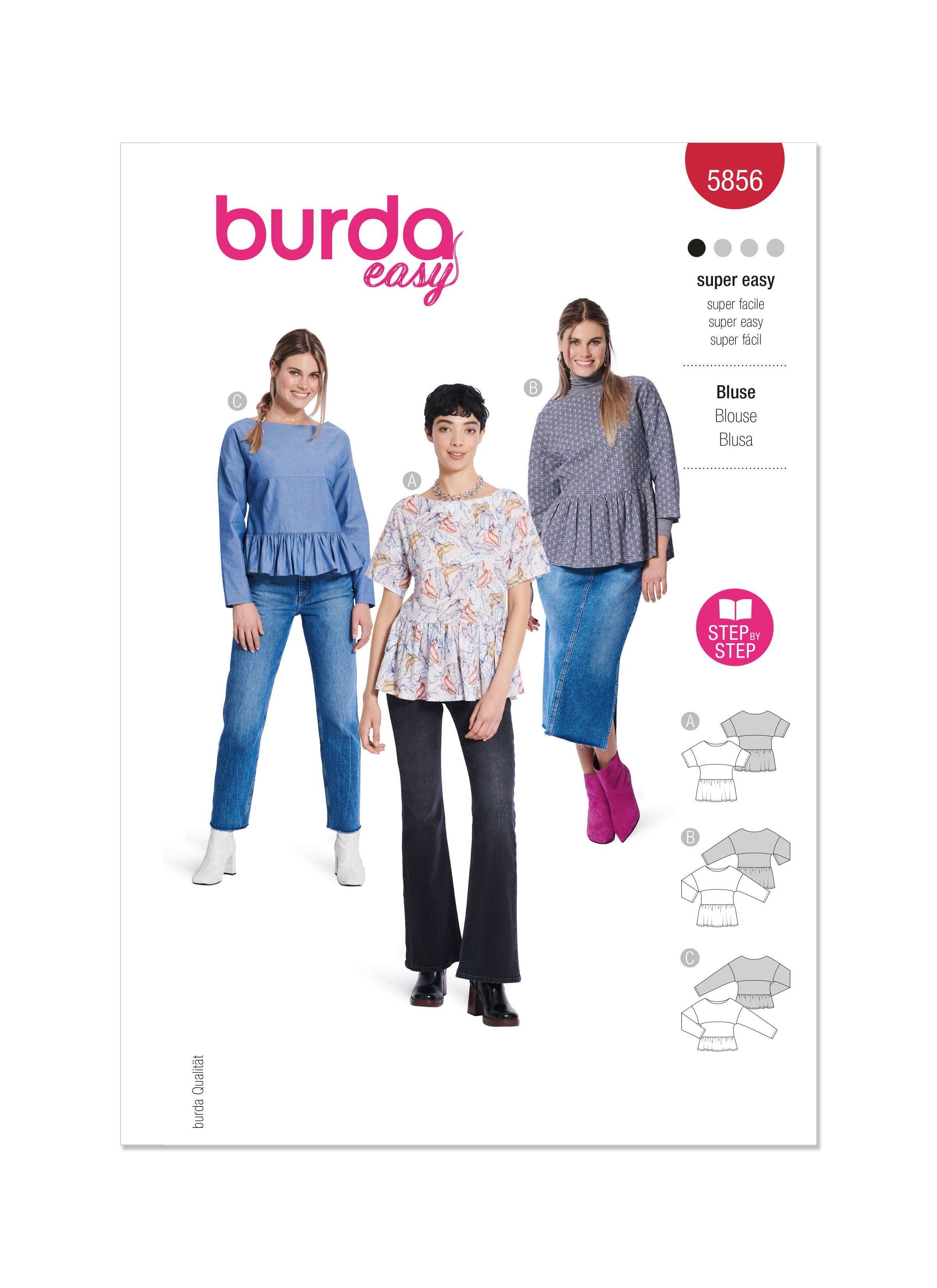 Burda Sewing Pattern 5856 Misses' Blouse from Jaycotts Sewing Supplies