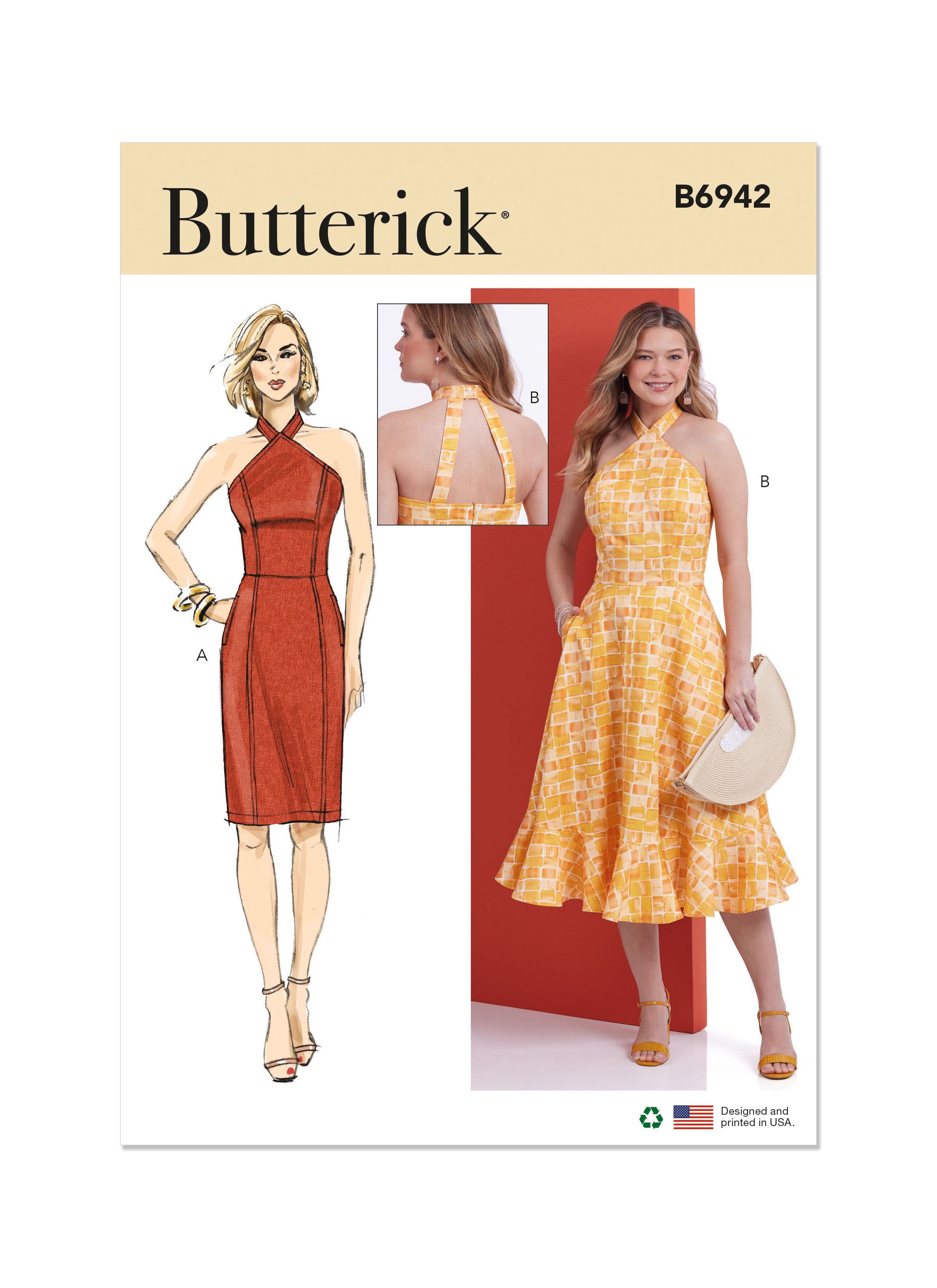 Butterick sewing pattern 6942 Halter Style Dresses from Jaycotts Sewing Supplies