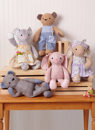 McCall's sewing pattern 8422 Plush Bear, Bunny and Mouse with Clothes from Jaycotts Sewing Supplies