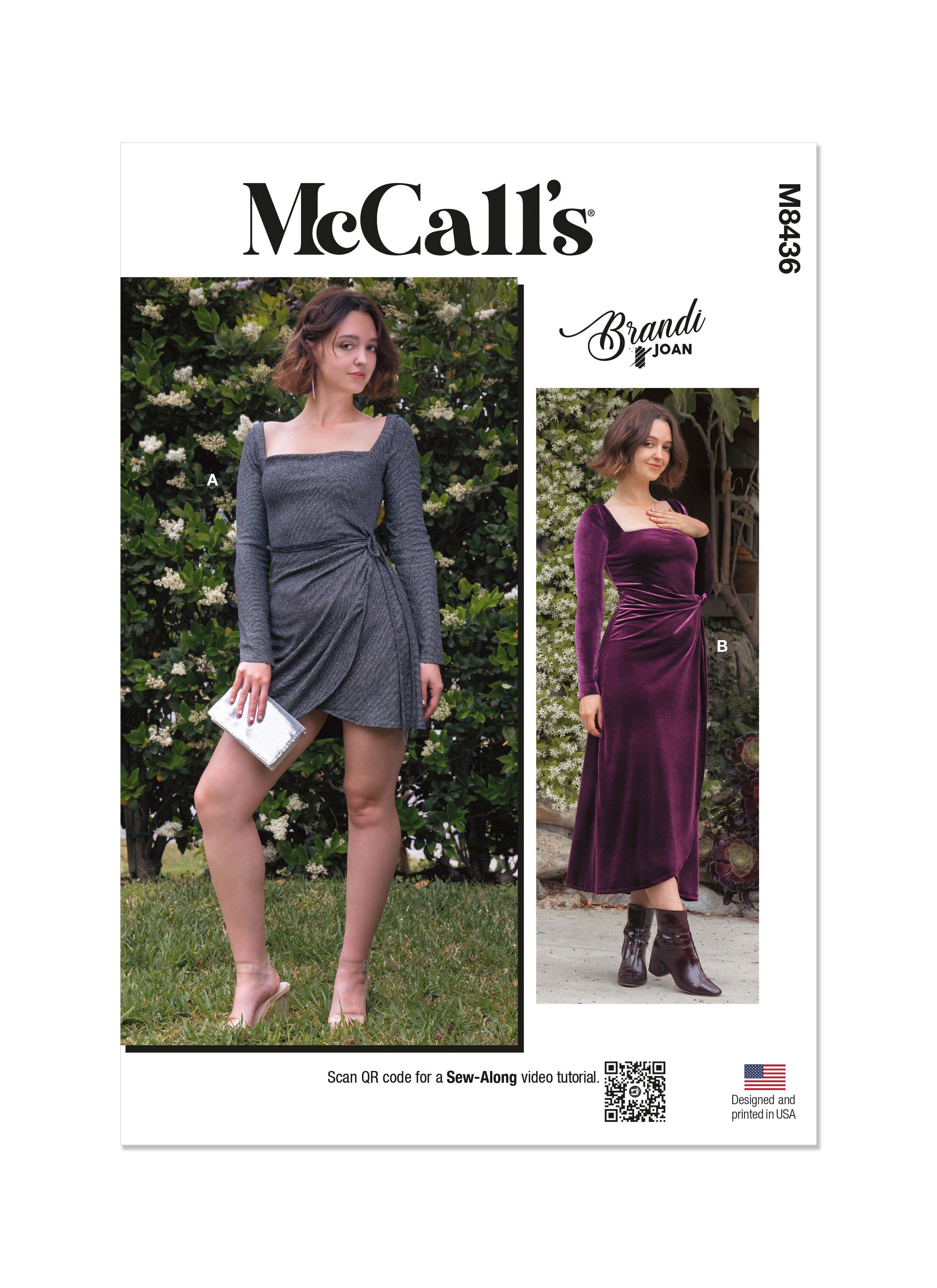 McCall's sewing pattern M8436 Misses Knit Dress in Two Lengths by Brandi Joan from Jaycotts Sewing Supplies