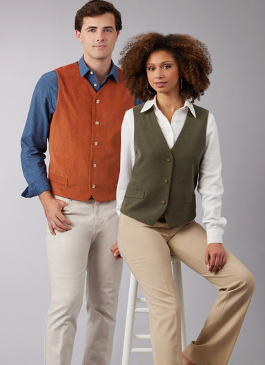 McCall's sewing pattern M8442 Misses' and Men's Lined Vests from Jaycotts Sewing Supplies