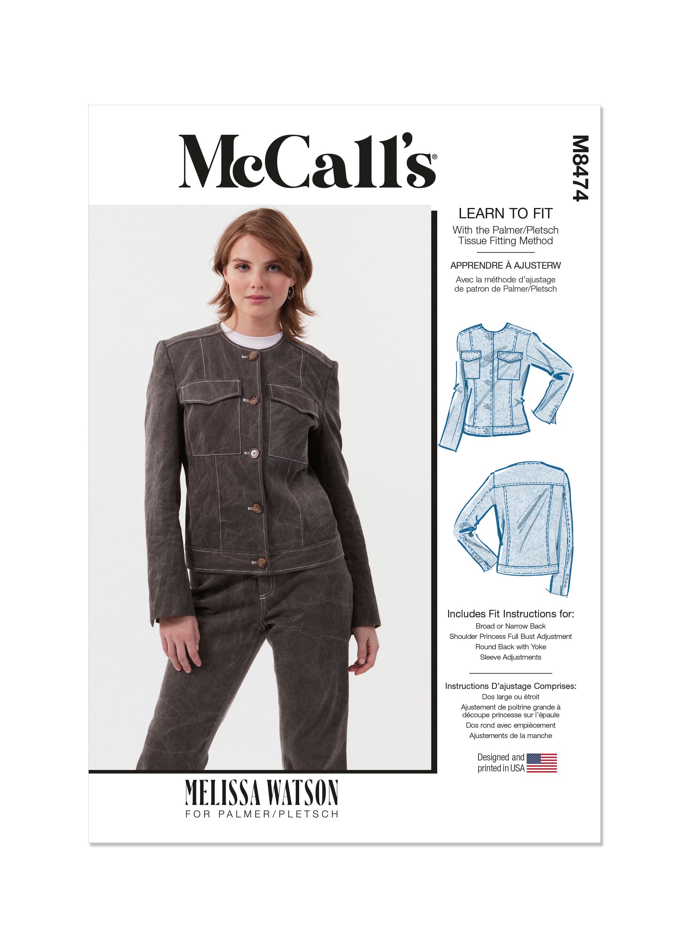 McCall's Sewing Pattern 8474 Misses' Jacket by Melissa Watson from Jaycotts Sewing Supplies