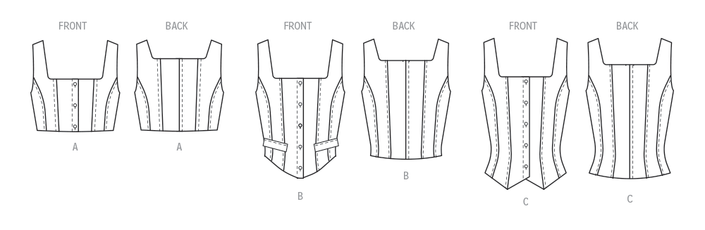McCall's Sewing Pattern 8478 Misses' Corset Tops from Jaycotts Sewing Supplies