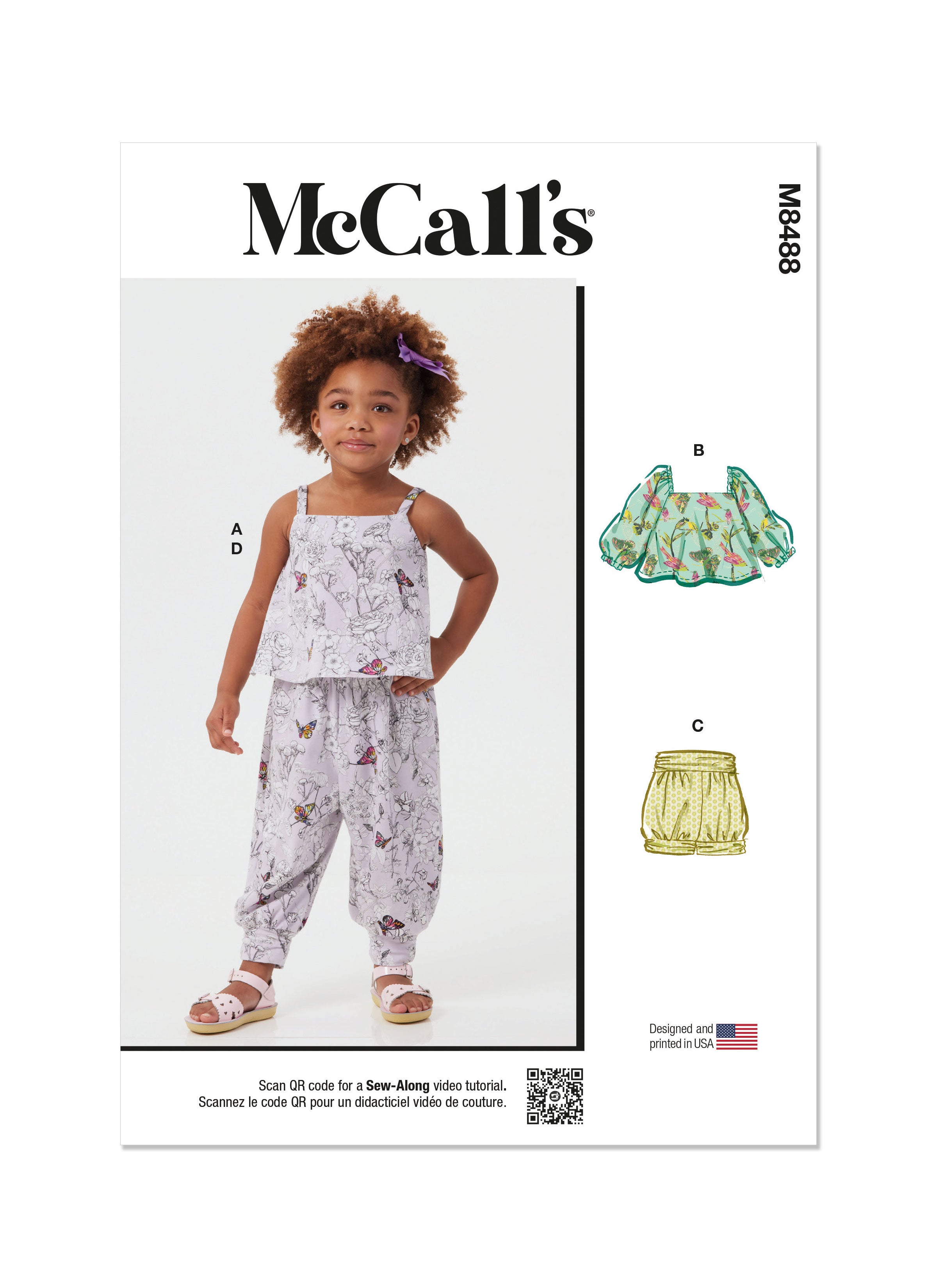 McCall's Sewing Pattern 8488 Toddlers' Knit Tops, Shorts and Pants from Jaycotts Sewing Supplies