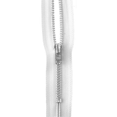 YKK silver tooth Metal Dress Zips - white from Jaycotts Sewing Supplies