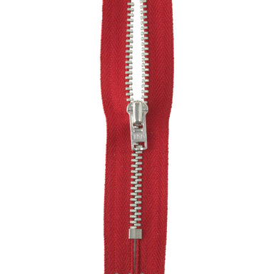YKK silver tooth Metal Dress Zips - Red from Jaycotts Sewing Supplies