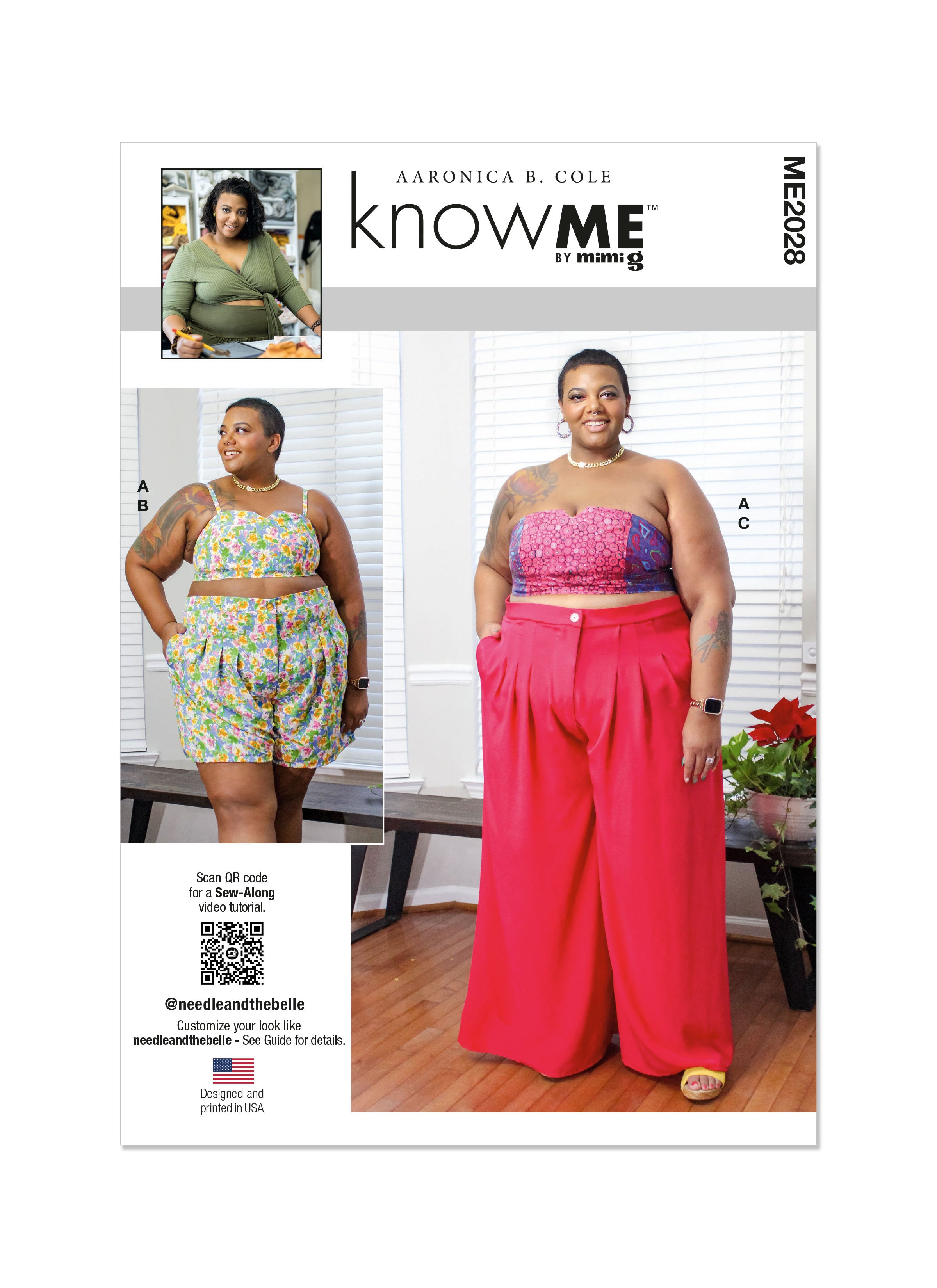 Know Me sewing pattern 2028 Women's Crop Top, Shorts and Pants from Jaycotts Sewing Supplies