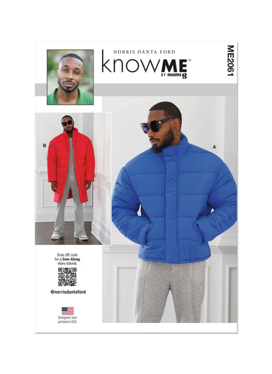 Know Me sewing pattern 2061 Men's Puffer Coat by Norris Dánta Ford from Jaycotts Sewing Supplies