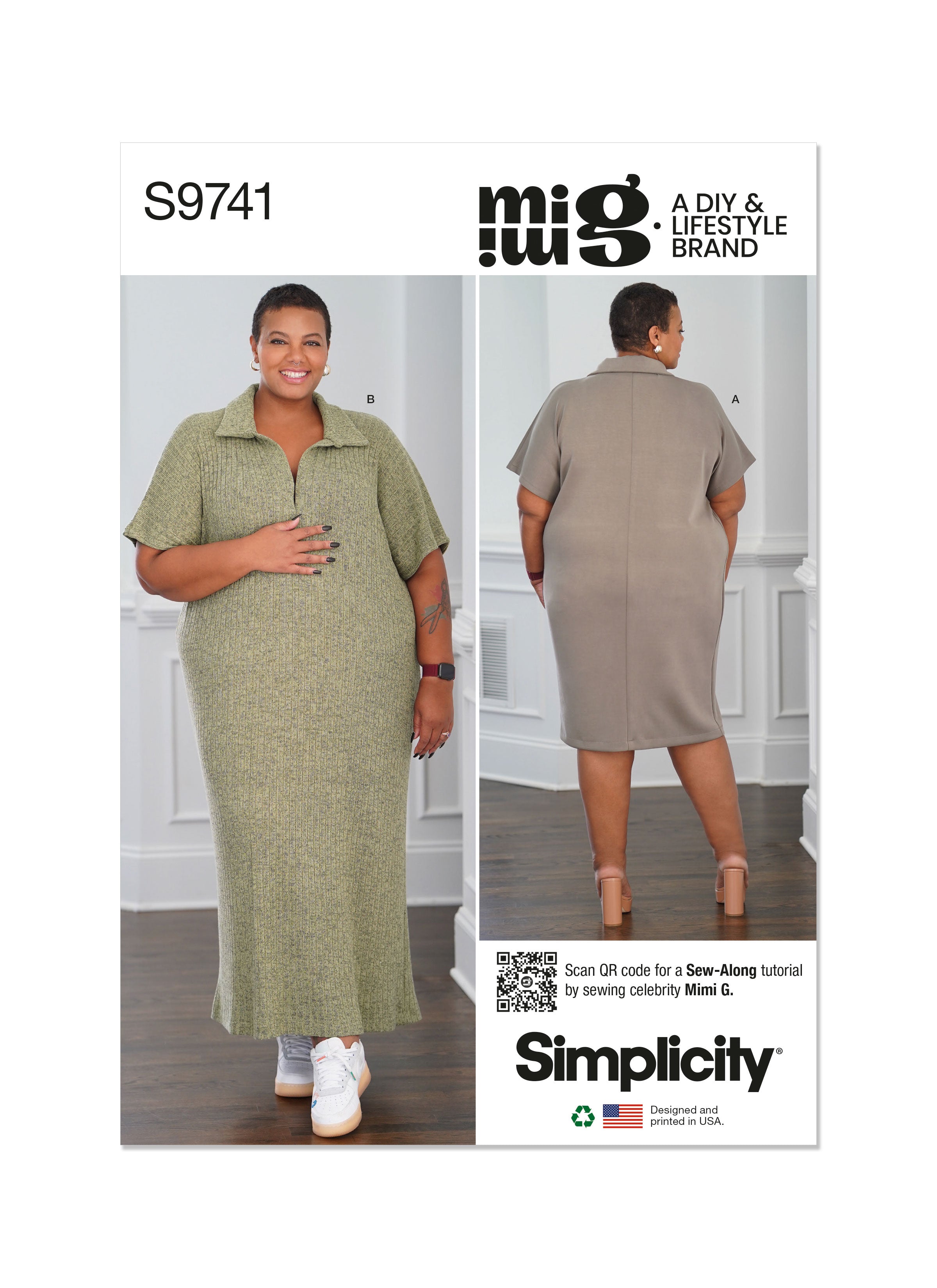 Simplicity 9741 sewing pattern Women's Knit Dress in 2 Lengths by Mimi G Style from Jaycotts Sewing Supplies