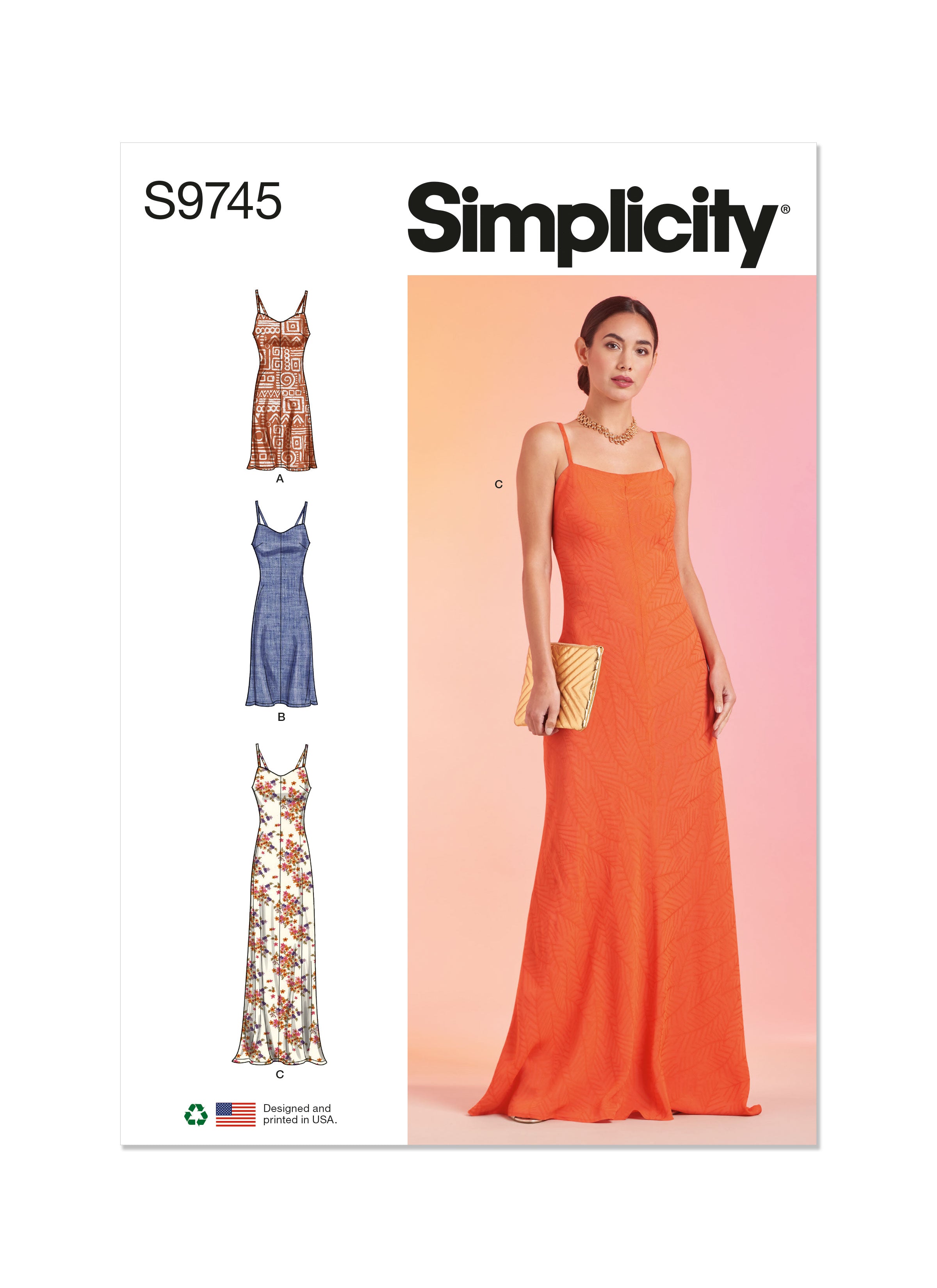 Simplicity 9745 sewing pattern Misses' Slip Dress in Three Lengths from Jaycotts Sewing Supplies