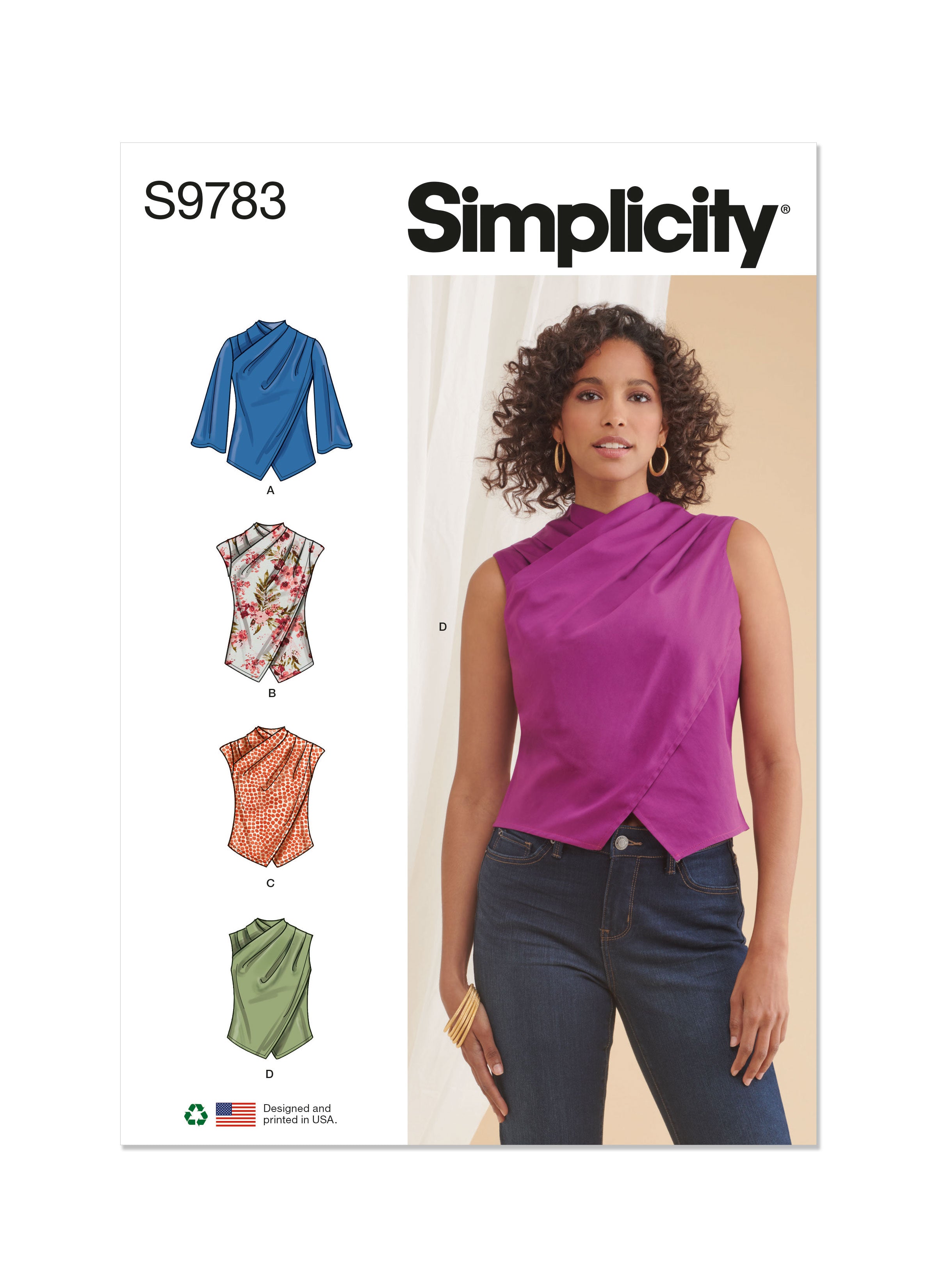 Simplicity sewing pattern 9783 Tops from Jaycotts Sewing Supplies