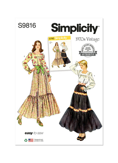 Simplicity sewing pattern 9816 Misses' Blouse and Skirts from Jaycotts Sewing Supplies