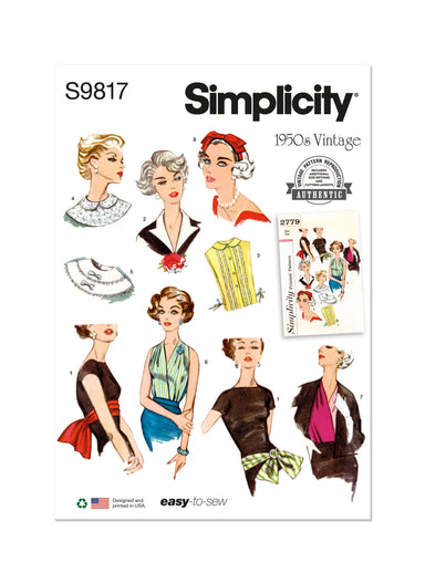 Simplicity sewing pattern 9817 Misses' Neckwear, Headband, Dickey and Sash-Belt from Jaycotts Sewing Supplies