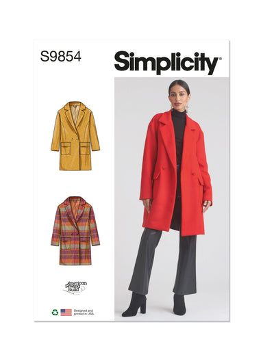 Simplicity Sewing Pattern 9854 Misses' Lined Coat from Jaycotts Sewing Supplies