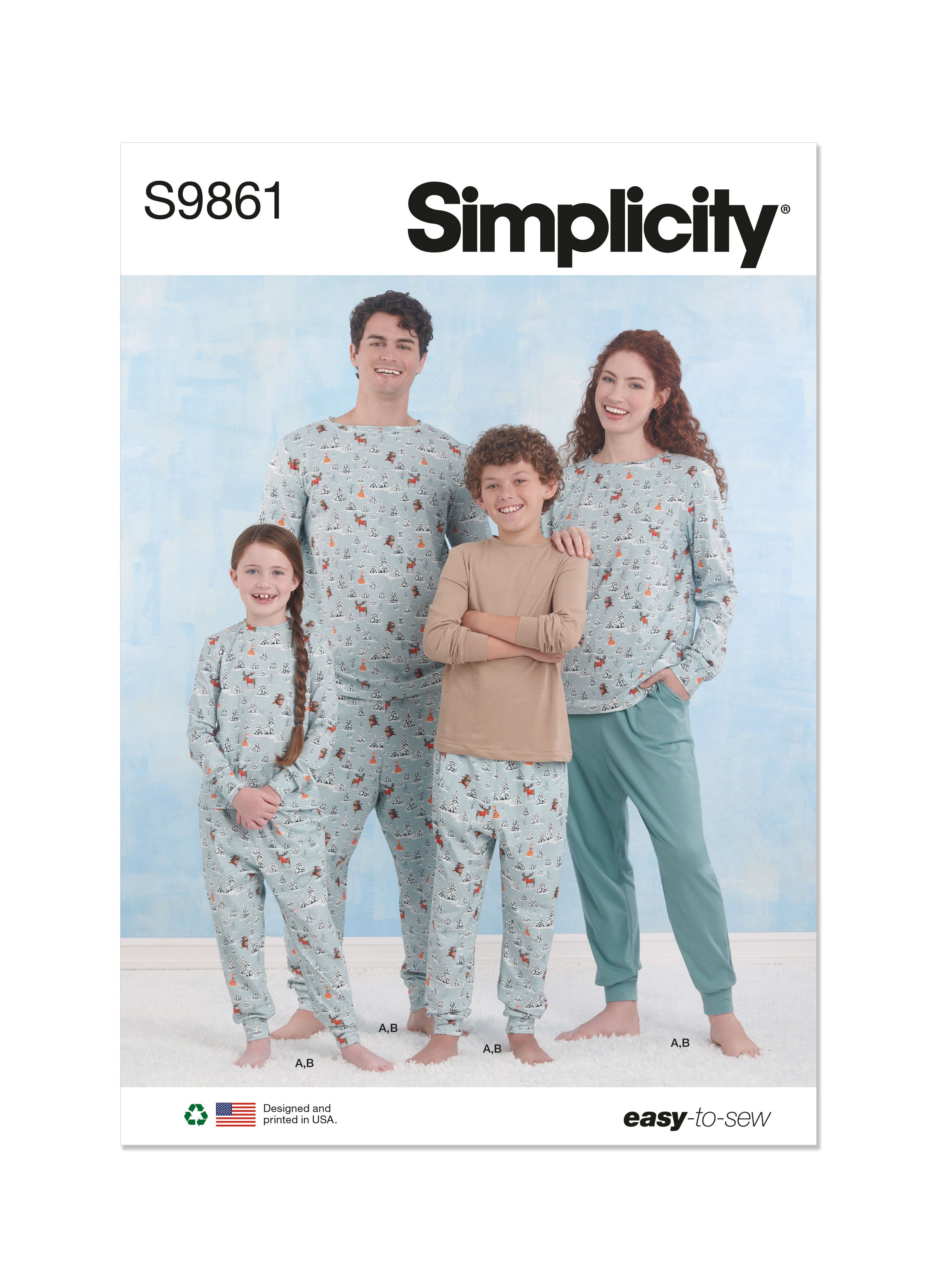 Simplicity Sewing Pattern 9861 Children's, Teens' and Adults' Loungewear from Jaycotts Sewing Supplies