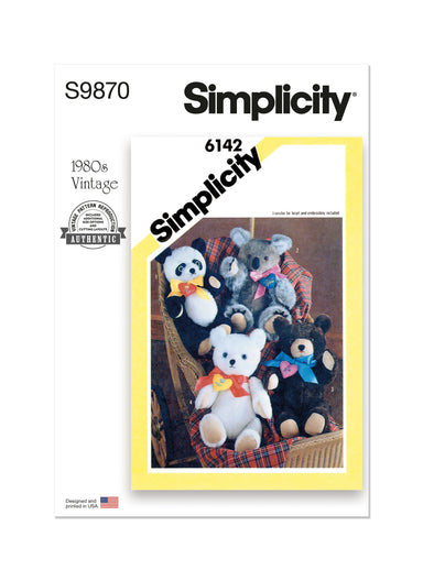 Simplicity Sewing Pattern 9870 Plush Bears from Jaycotts Sewing Supplies