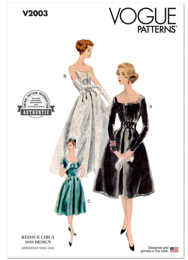 Vogue Sewing Pattern 2003 Vintage 1950's Dress and Petticoat from Jaycotts Sewing Supplies