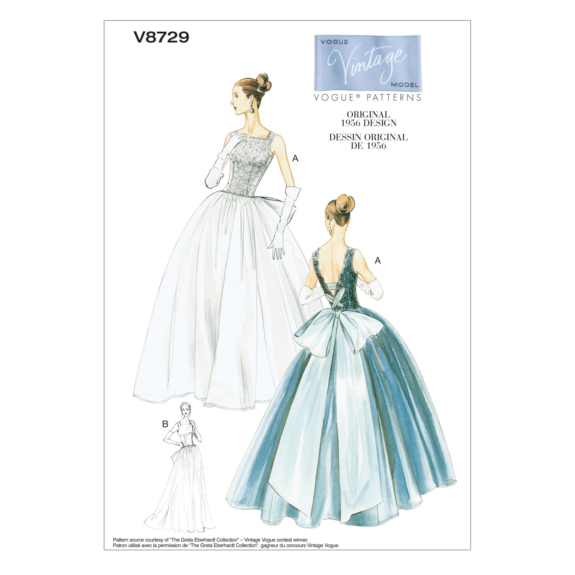 Vogue Pattern 8729  Vintage 1950's Wedding Dress and Underskirt from Jaycotts Sewing Supplies