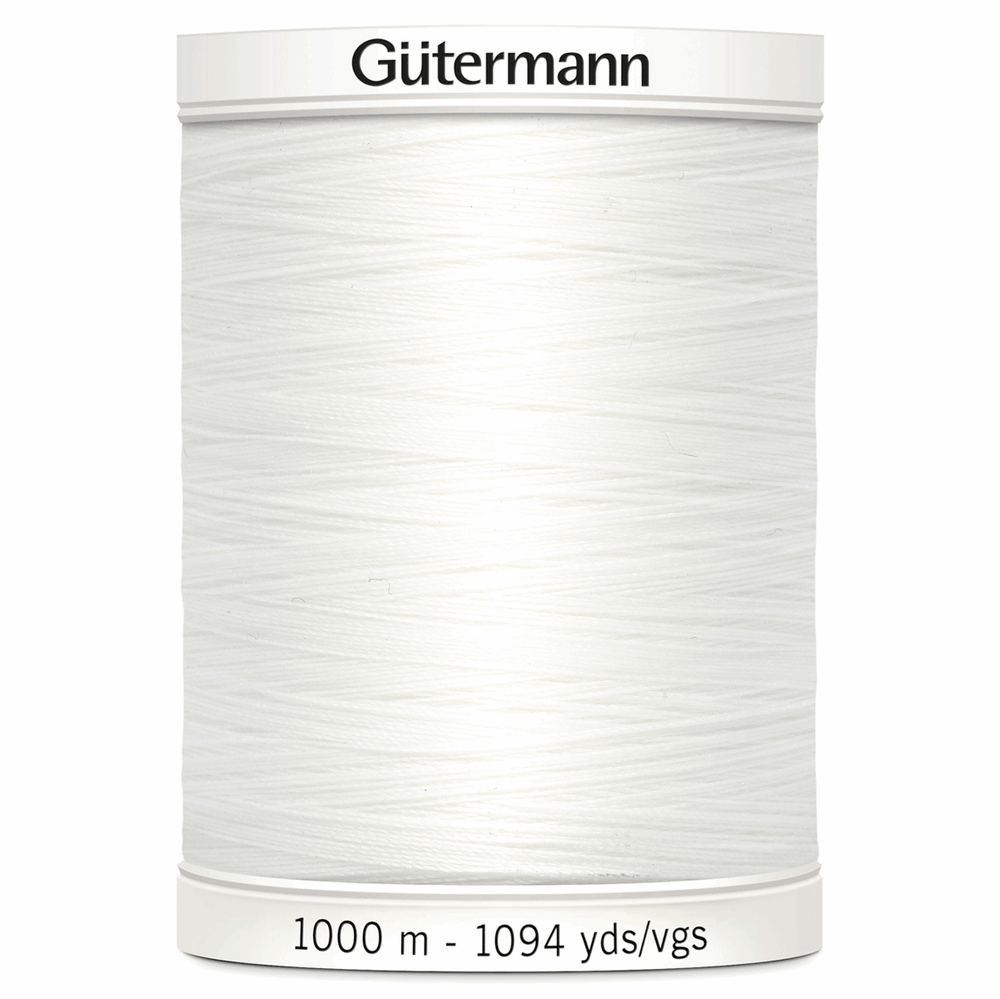 1000m size Gutermann Sew-All Sewing Thread, 800 White from Jaycotts Sewing Supplies