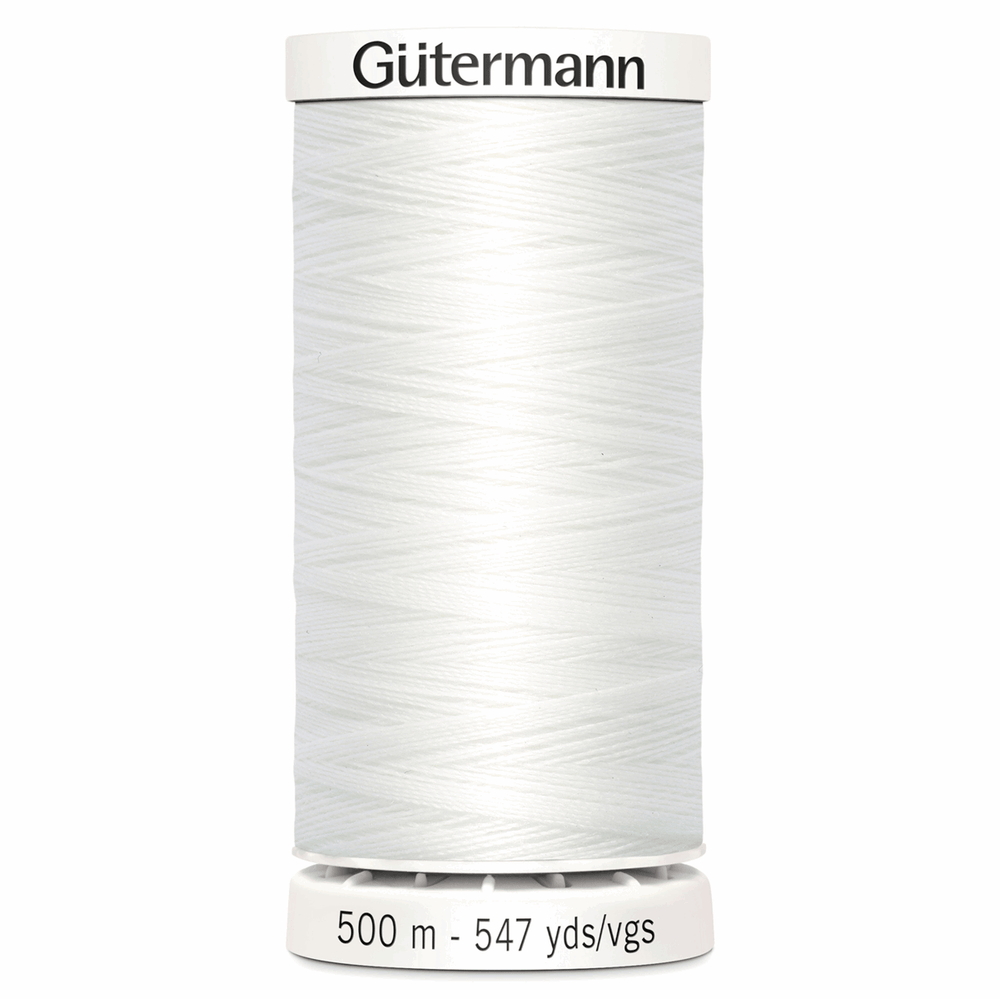 500m size Gutermann Sew-All Sewing Thread, 800 White from Jaycotts Sewing Supplies