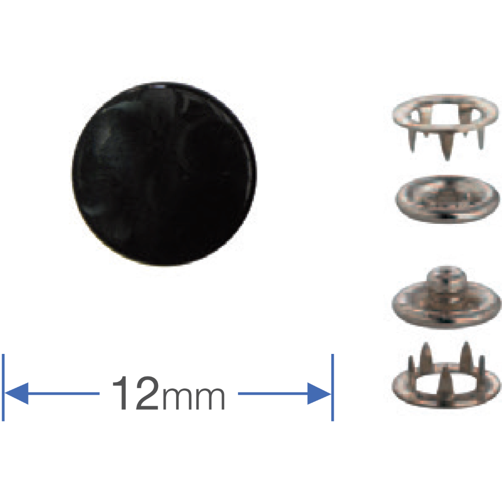 Component detail Prym 390170 Press Fasteners Black 12mm from Jaycotts Sewing Supplies
