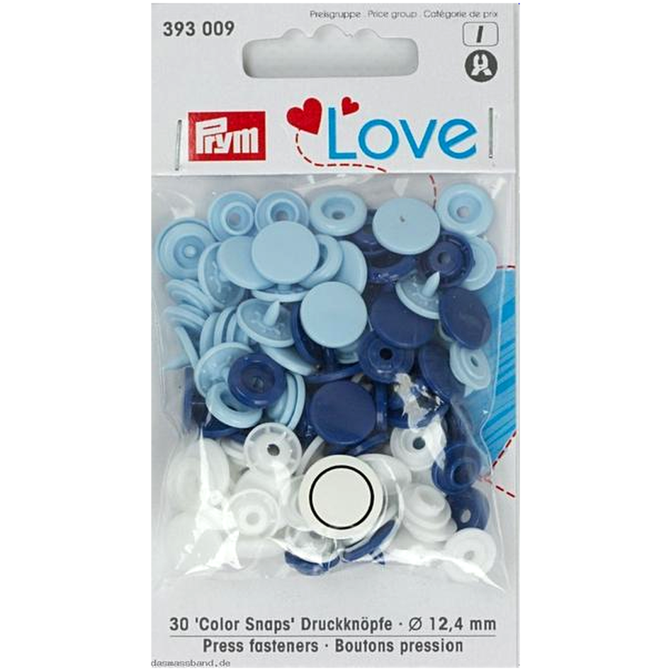 Prym Colour Snaps - blue / white / light blue from Jaycotts Sewing Supplies