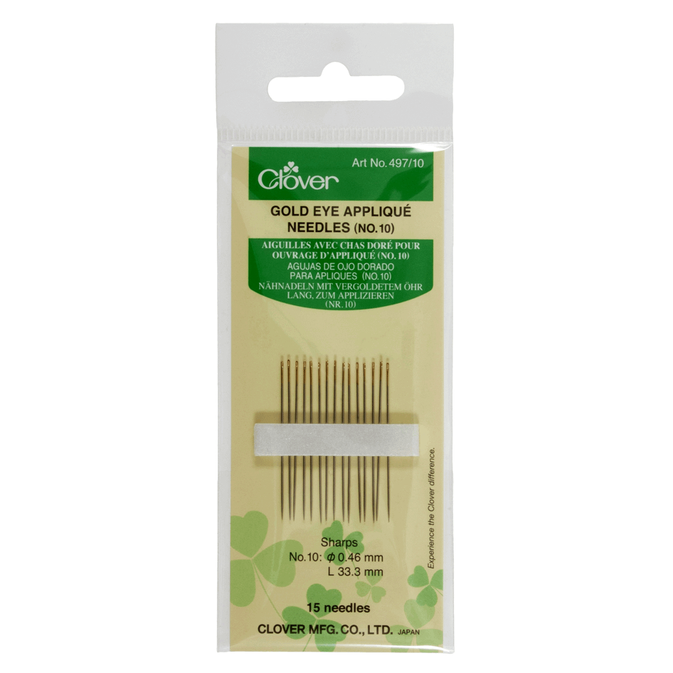 Clover 497 Gold Eye Appliqué‎ Needles from Jaycotts Sewing Supplies