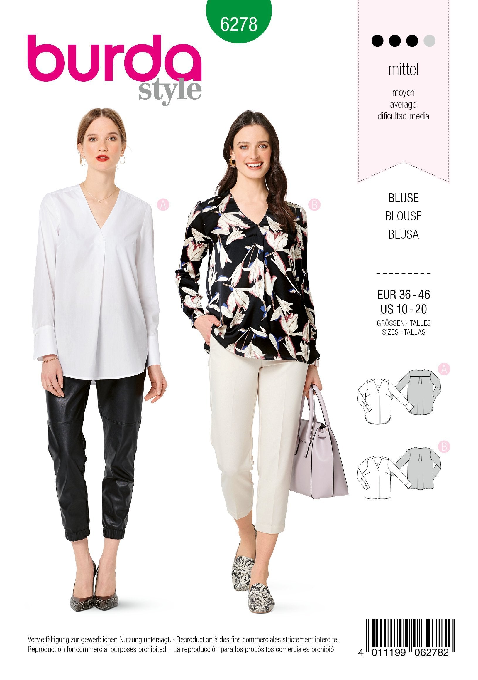 6278 Burda Sewing Pattern |  PLUS SIZE Blouses from Jaycotts Sewing Supplies