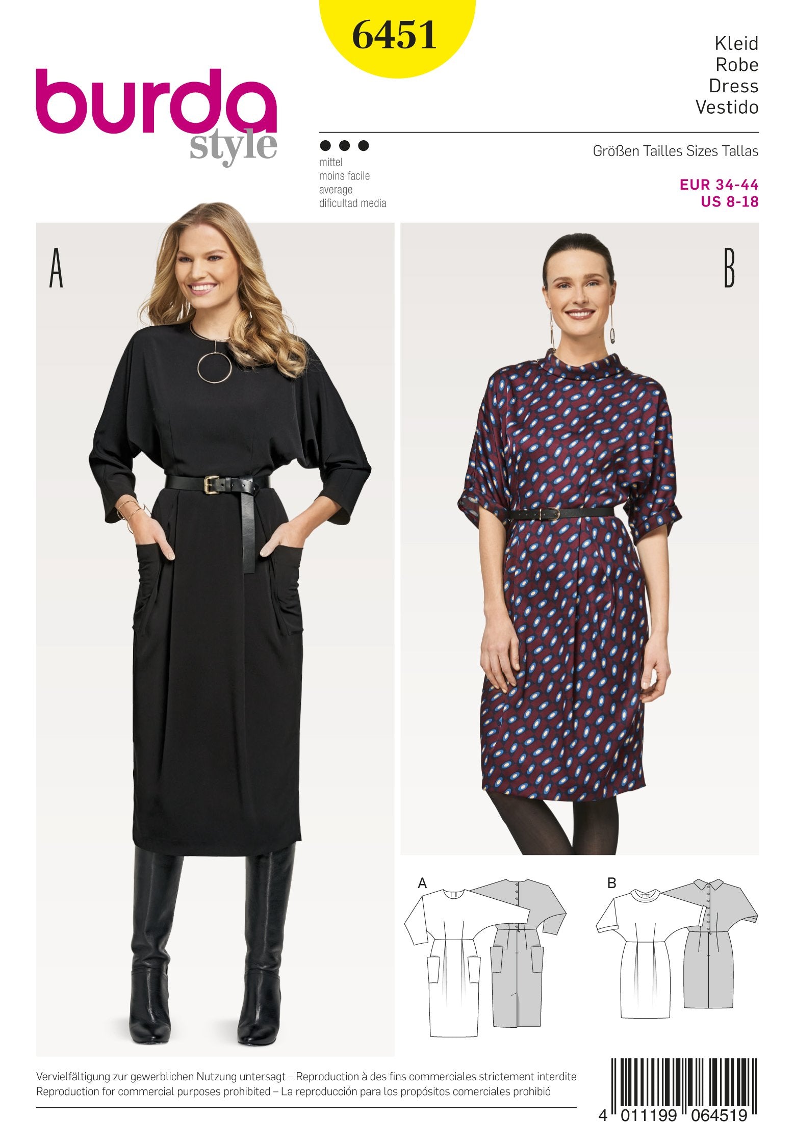 BD6451 Women’s Dresses | Burda Style Pattern from Jaycotts Sewing Supplies