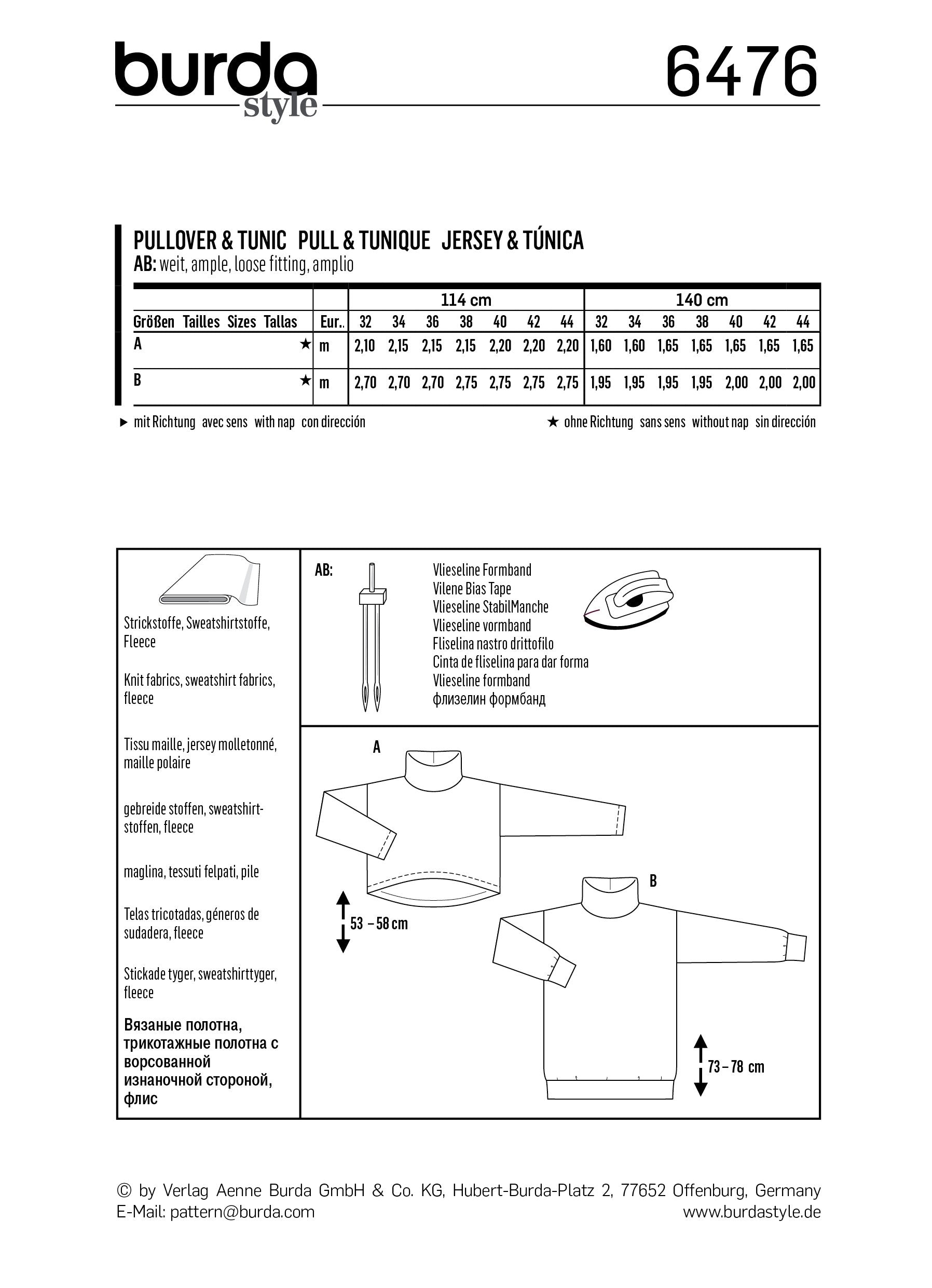 BD6476 Women’s Pullover Collared Top | Burda Style Pattern from Jaycotts Sewing Supplies