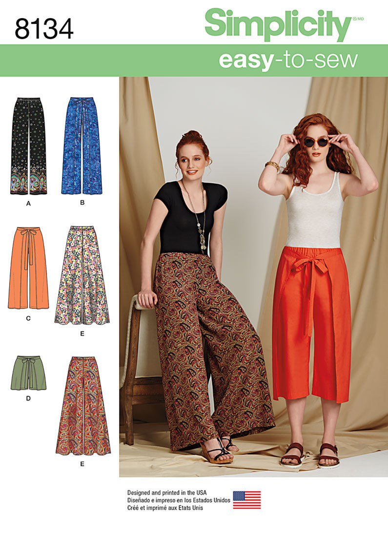 Simplicity Pattern 8134 Misses' Easy-to-Sew trousers from Jaycotts Sewing Supplies