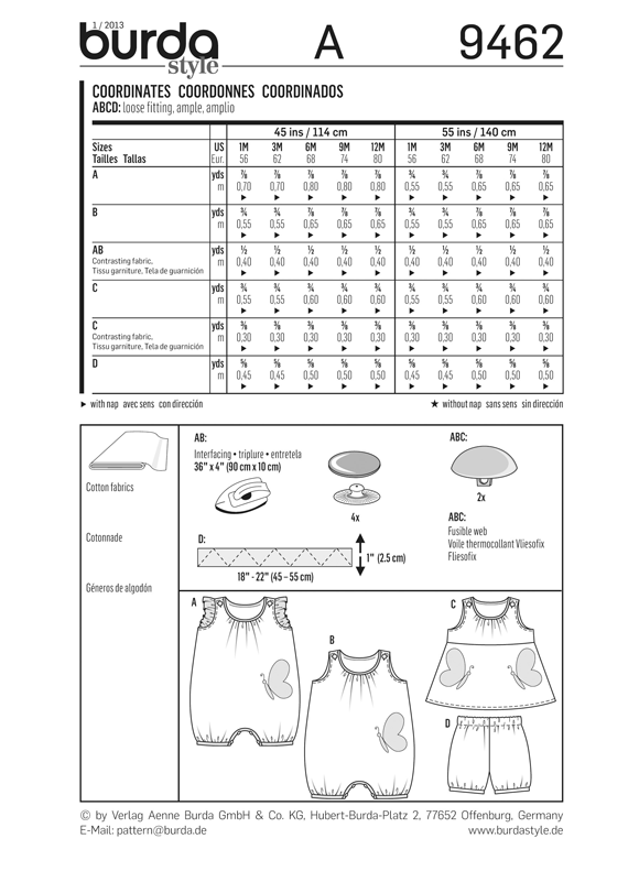 BD9462 Babies' Outfit Pieces | Easy from Jaycotts Sewing Supplies