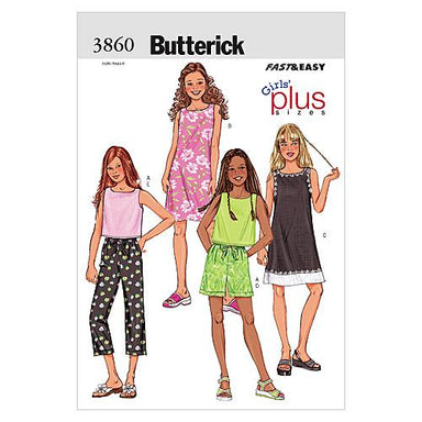 B3860 Girls'/Girls' Plus Top, Dress, Shorts & Pants from Jaycotts Sewing Supplies