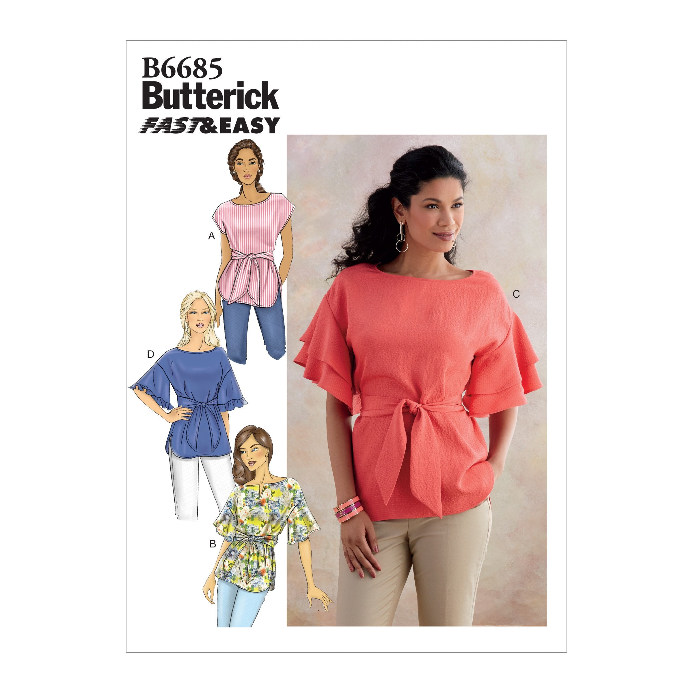 Butterick B6685 Misses' Top and Sash | Very Easy from Jaycotts Sewing Supplies