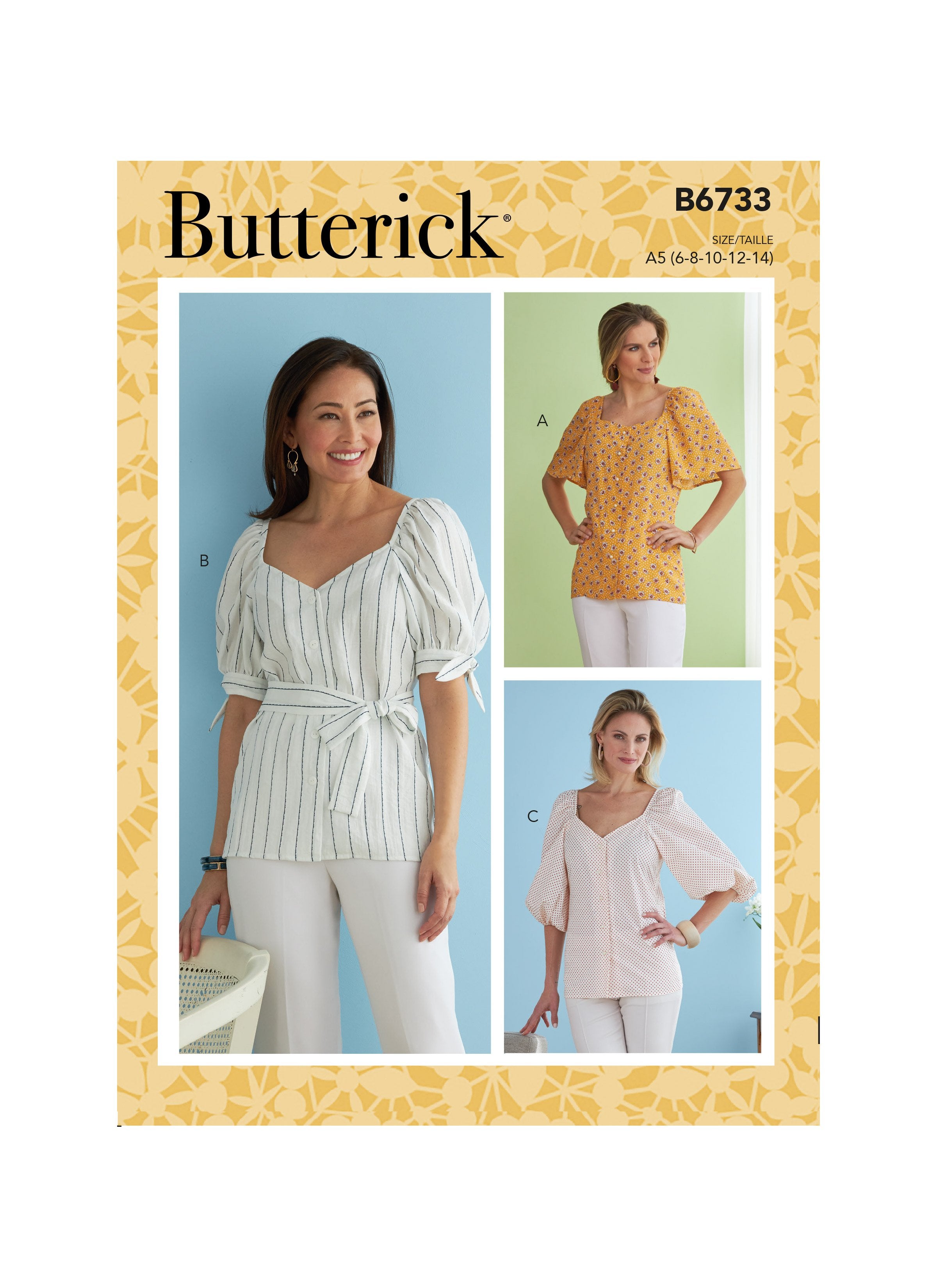 Butterick Sewing Pattern 6733 Misses' Top from Jaycotts Sewing Supplies