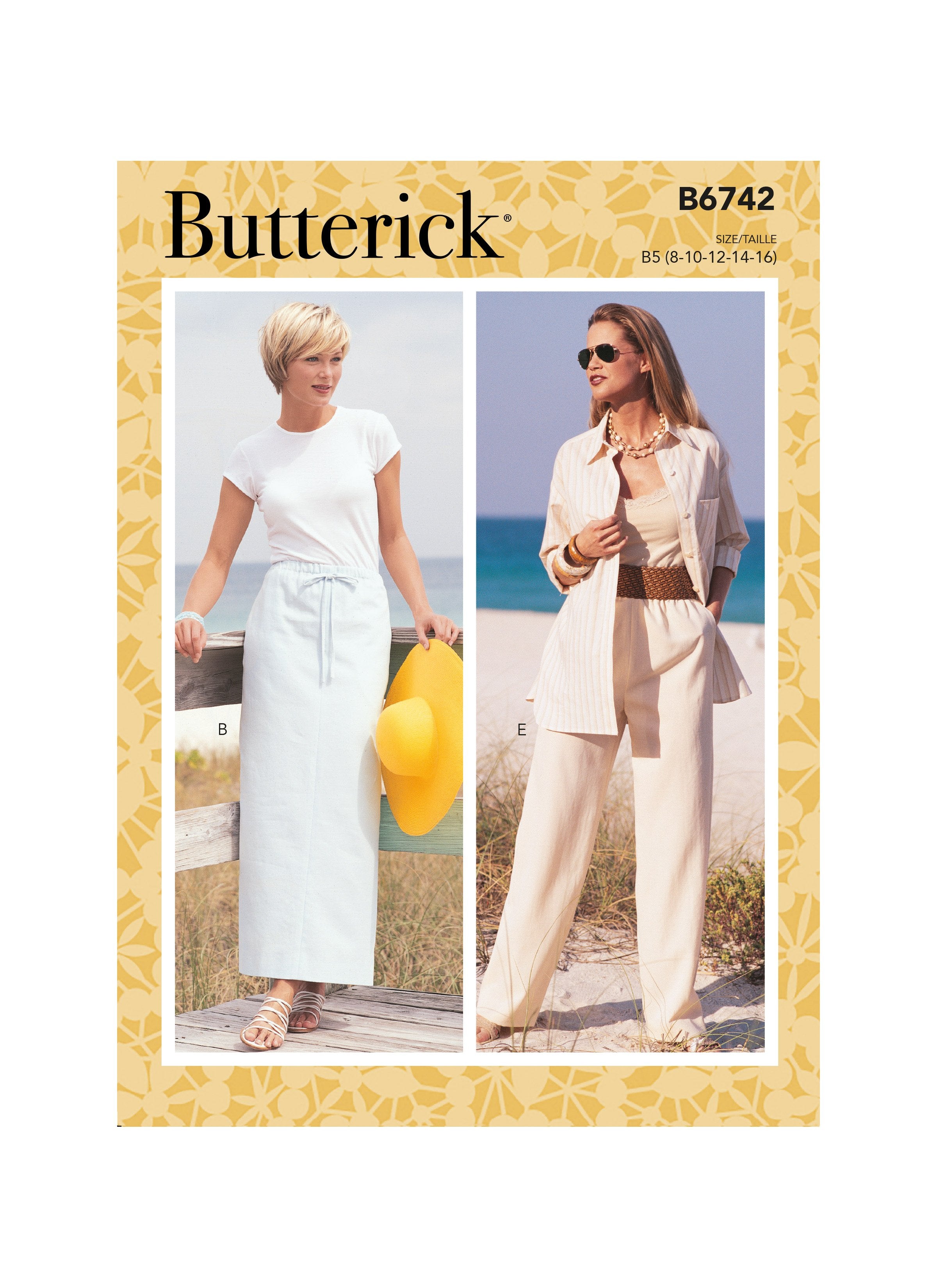 Butterick Sewing Pattern 6742 Misses'/ Petite Elastic-Waist Skirts, Shorts and Pants from Jaycotts Sewing Supplies