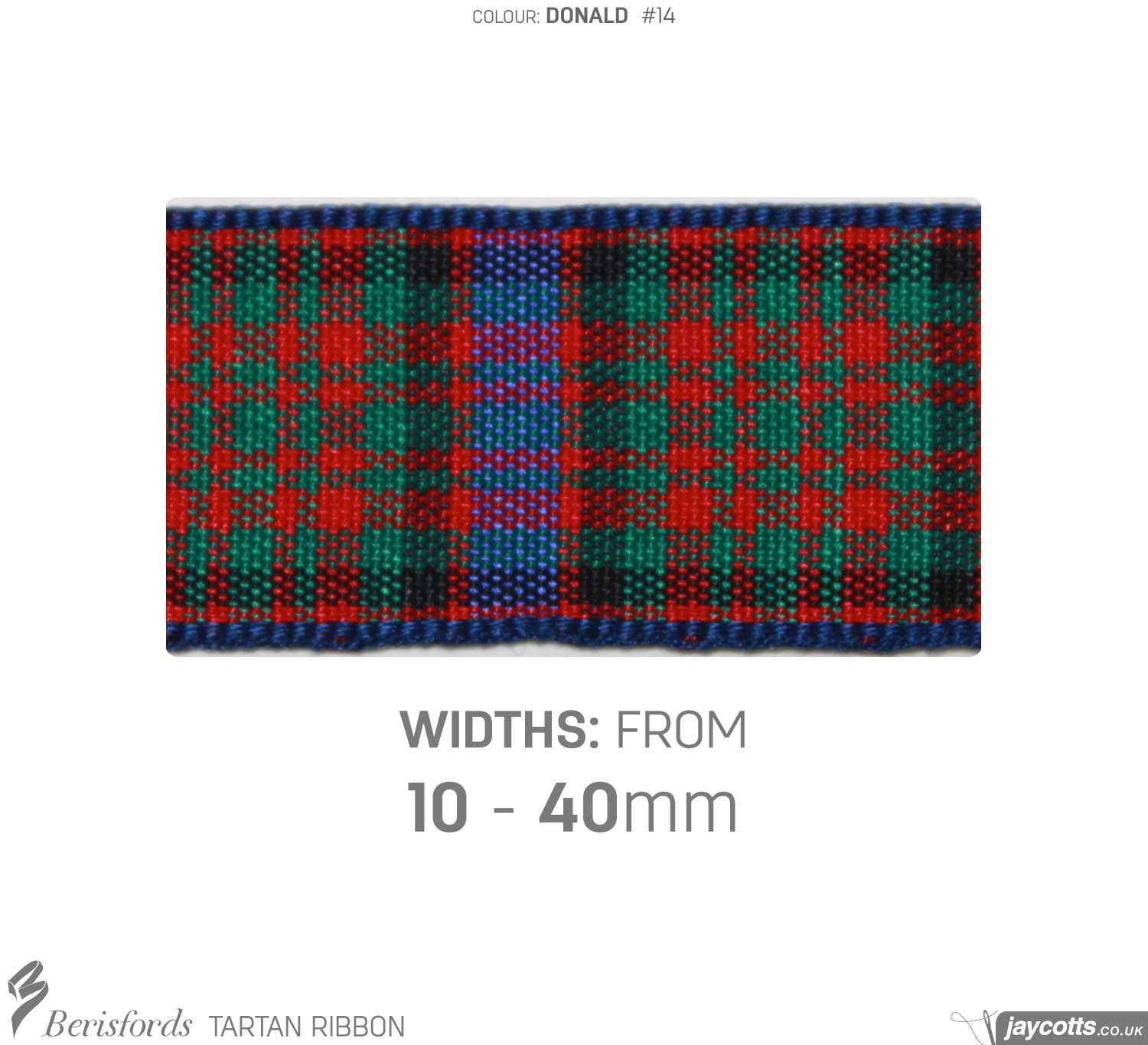 Berisfords Tartan Ribbon: #14 Macdonald from Jaycotts Sewing Supplies