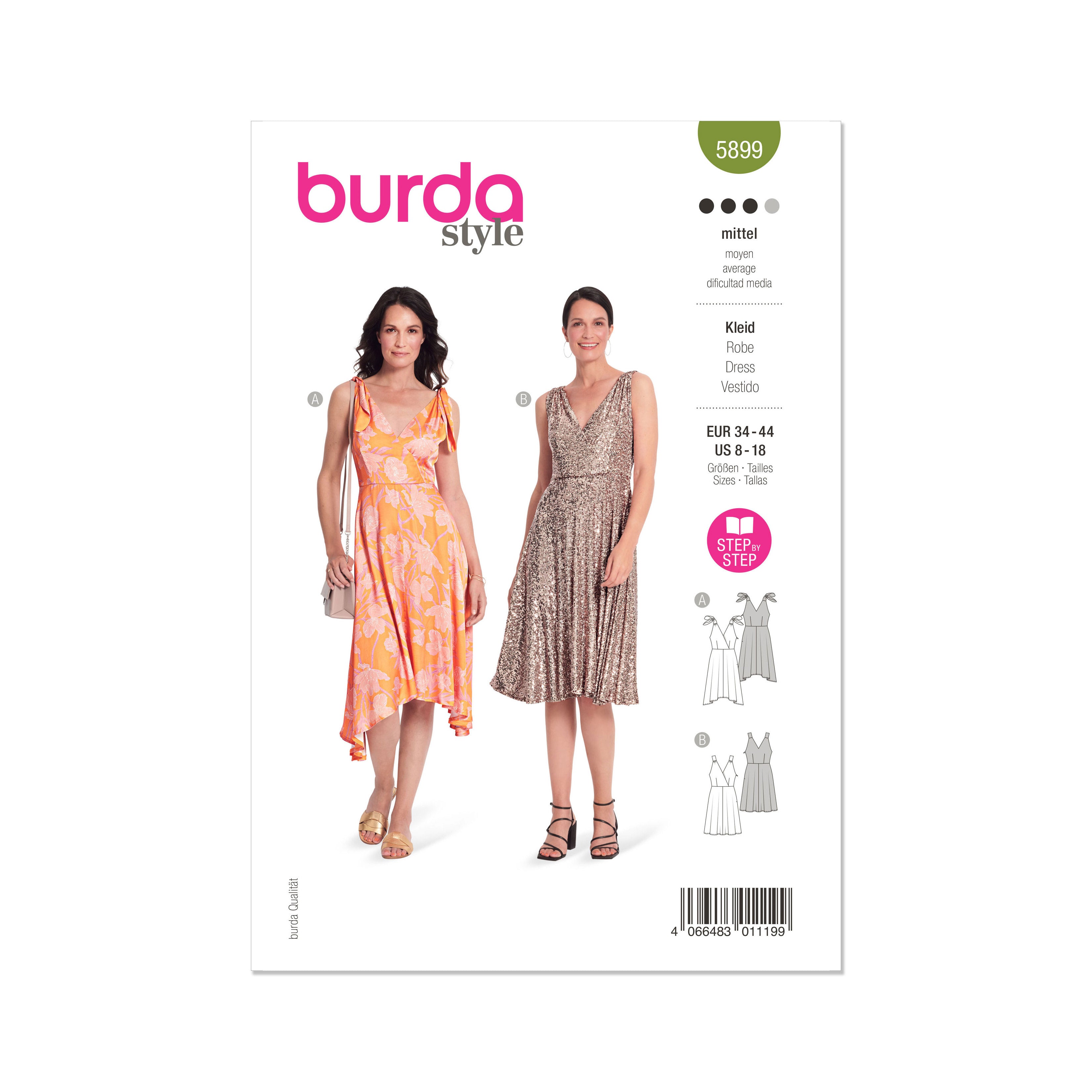 Burda Style Sewing Pattern 5899 Misses' Dress from Jaycotts Sewing Supplies