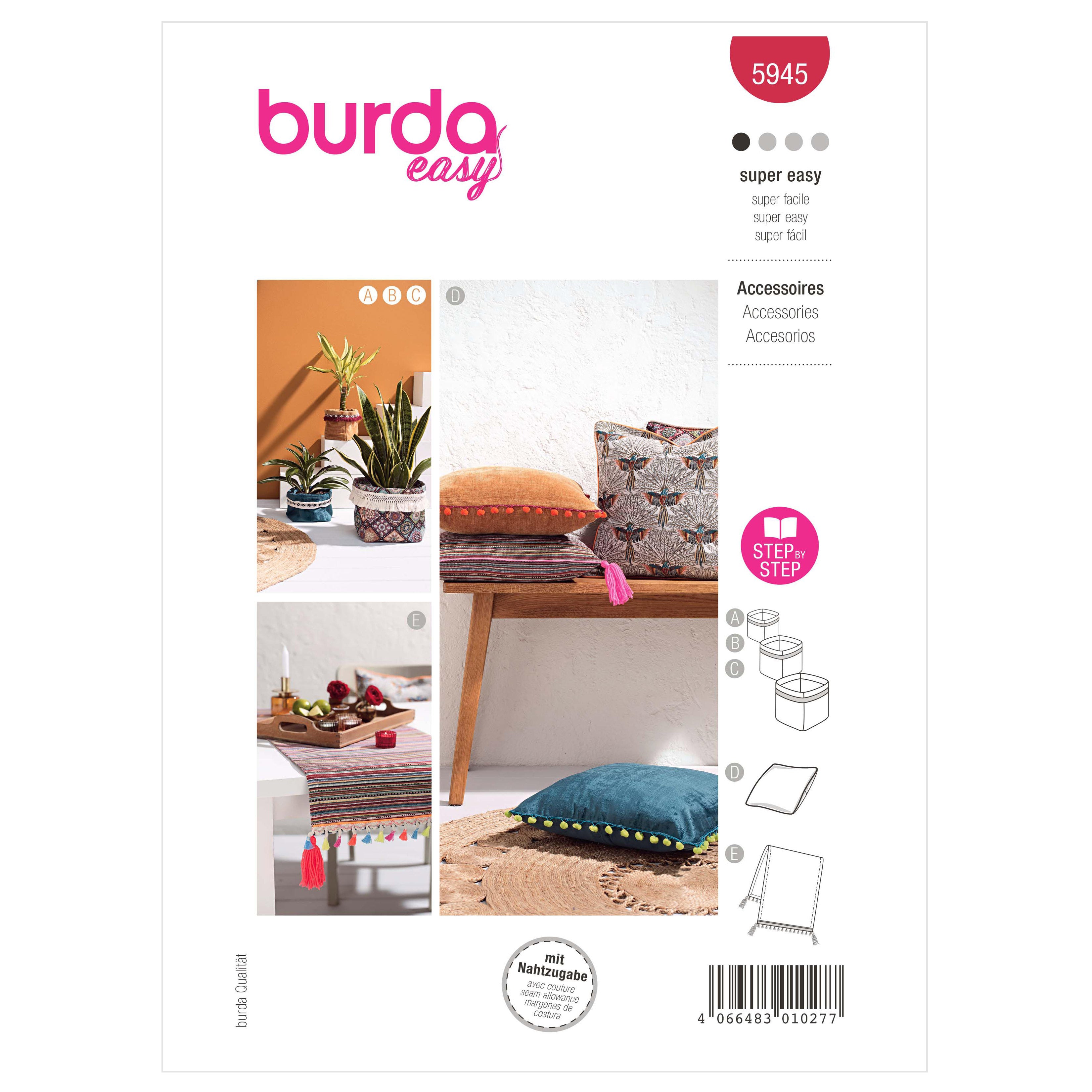 Burda Sewing Pattern 5945 Home Accessories from Jaycotts Sewing Supplies