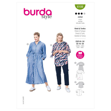 Burda Sewing Pattern 6108 Women's Dress from Jaycotts Sewing Supplies