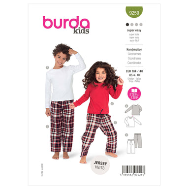 Burda Sewing Pattern 9250 Children's Pyjamas from Jaycotts Sewing Supplies