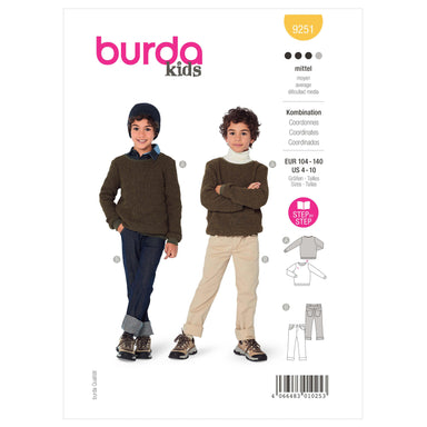 Burda Sewing Pattern 9251 Boys Trousers and Top from Jaycotts Sewing Supplies