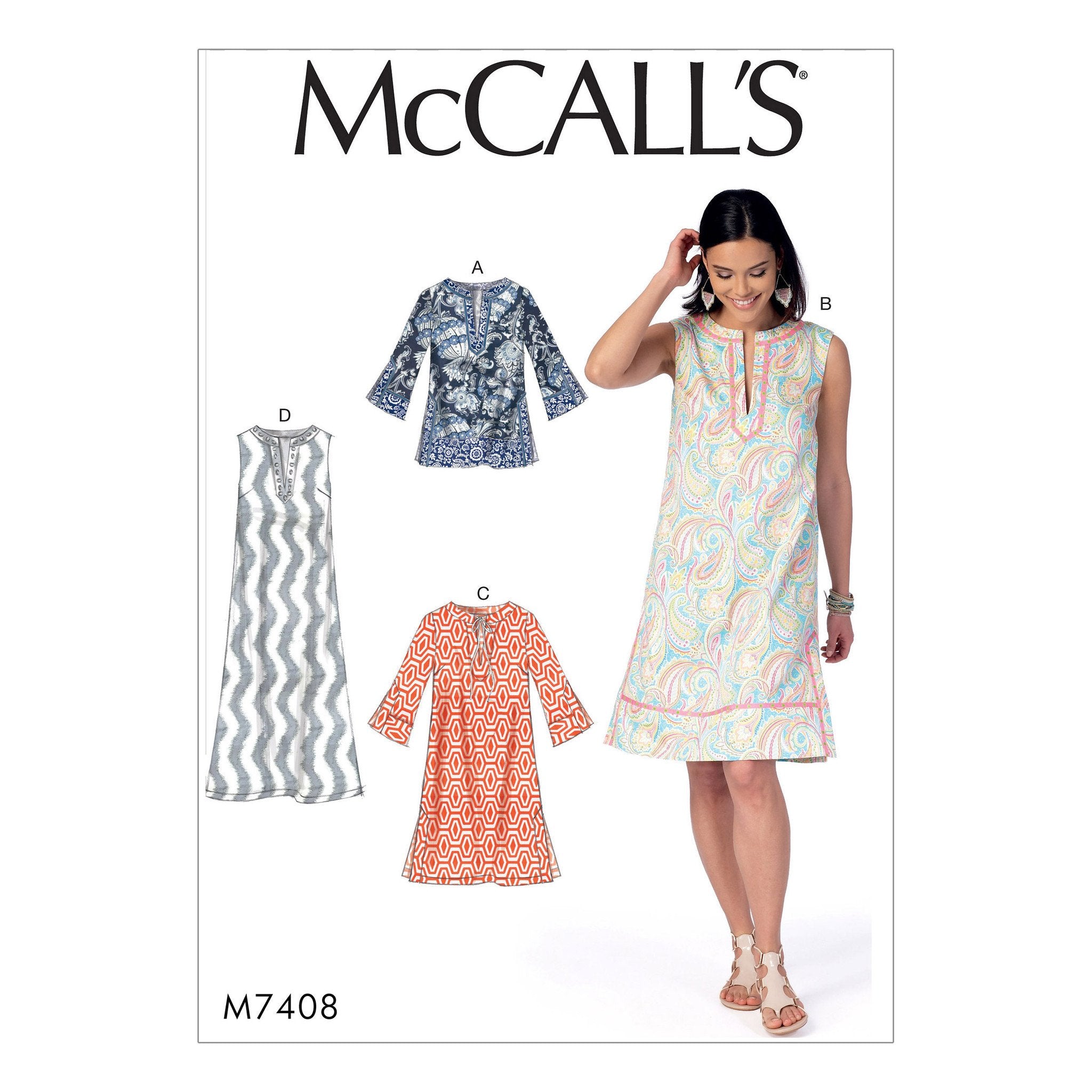 M7408 Tunic and Dresses McCalls pattern from Jaycotts Sewing Supplies