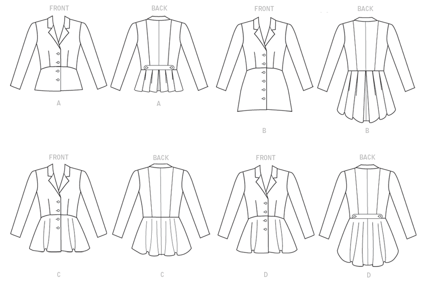 M7513 Misses' Notch-Collar, Peplum Jackets from Jaycotts Sewing Supplies