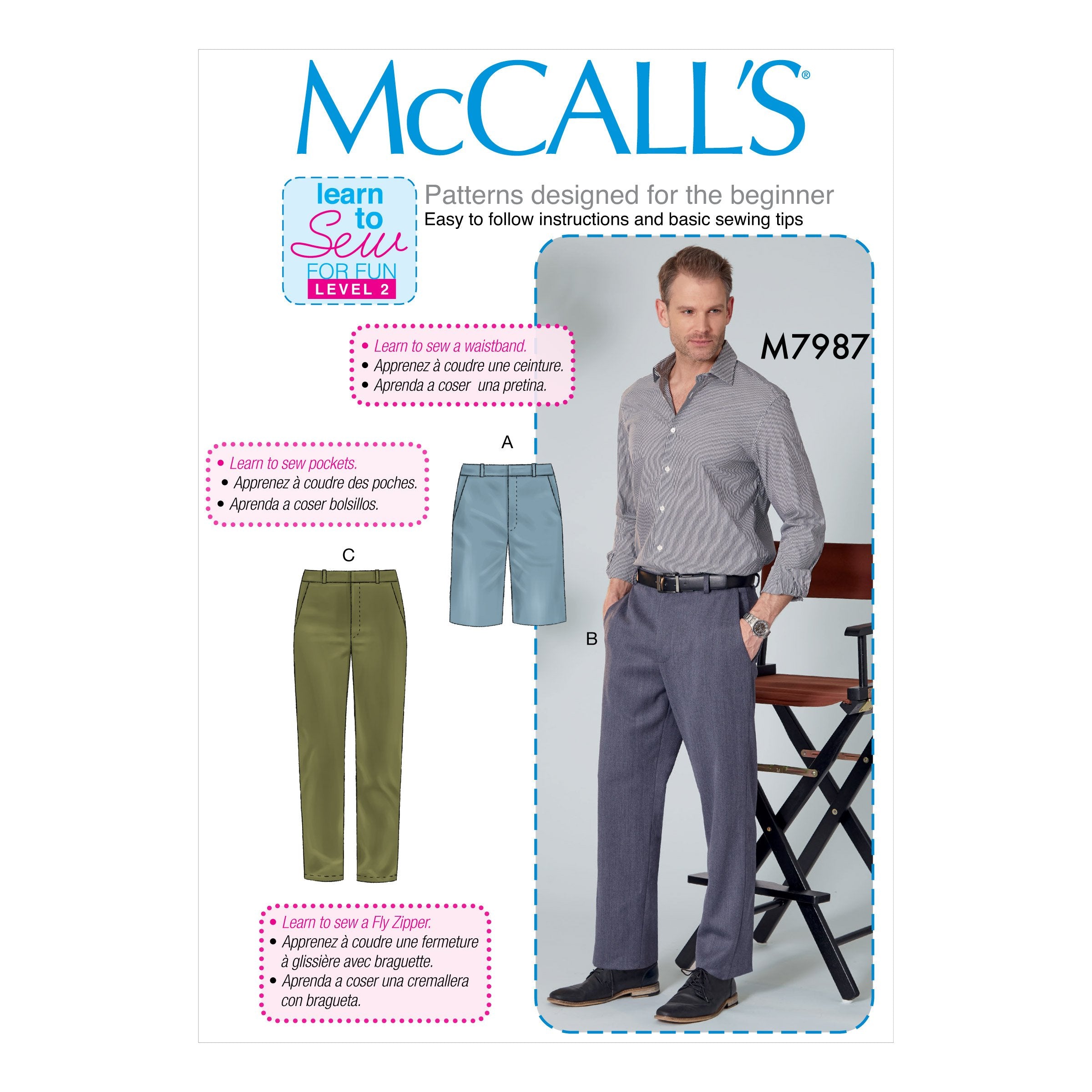 McCalls 7987 Men's Shorts and Trousers pattern from Jaycotts Sewing Supplies