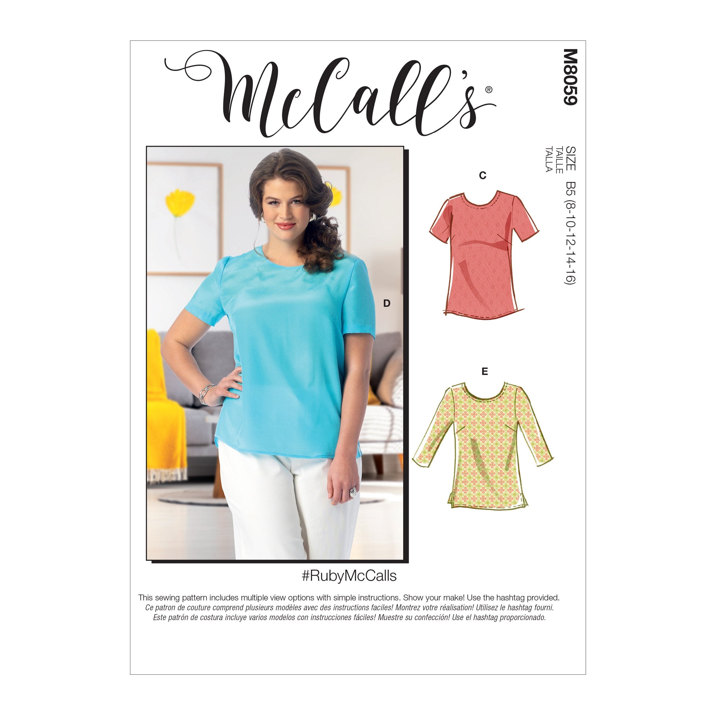 McCall's pattern 8059 Misses'/Women's Pullover Tops and Tunics from Jaycotts Sewing Supplies