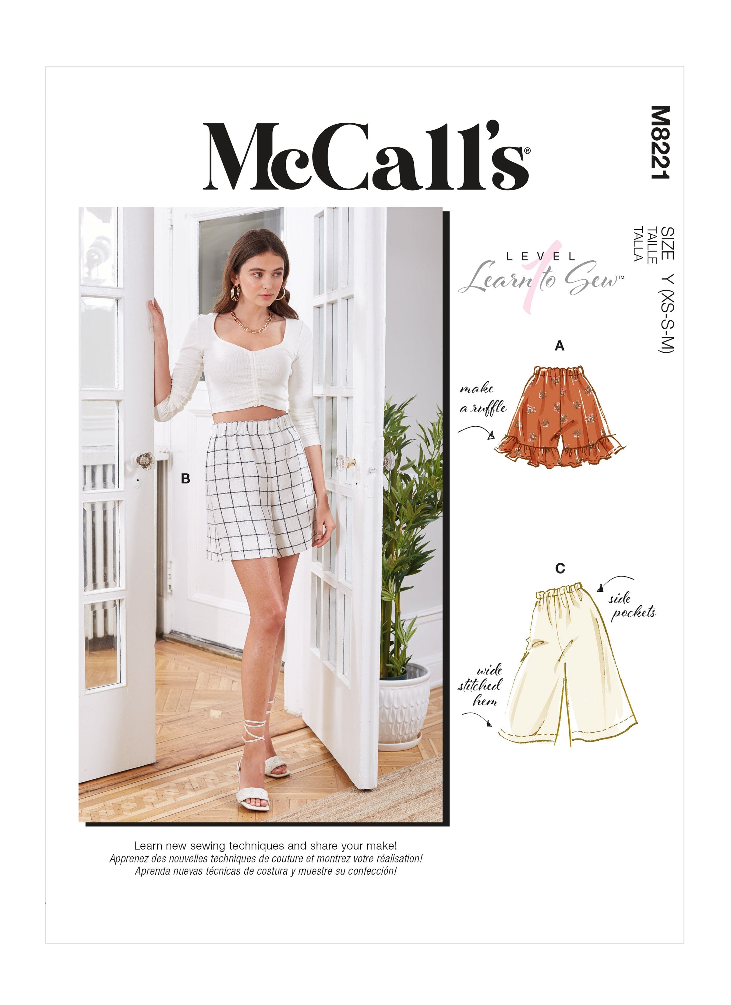 McCall's 8221 Misses' Shorts sewing pattern from Jaycotts Sewing Supplies