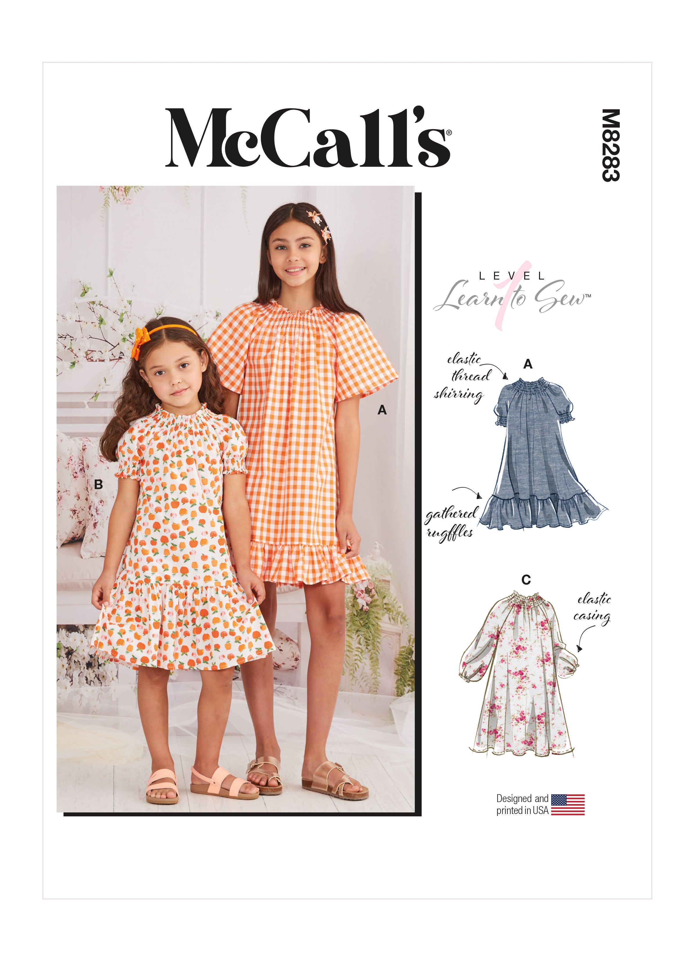 McCalls 8283 Girls' Dresses sewing pattern from Jaycotts Sewing Supplies