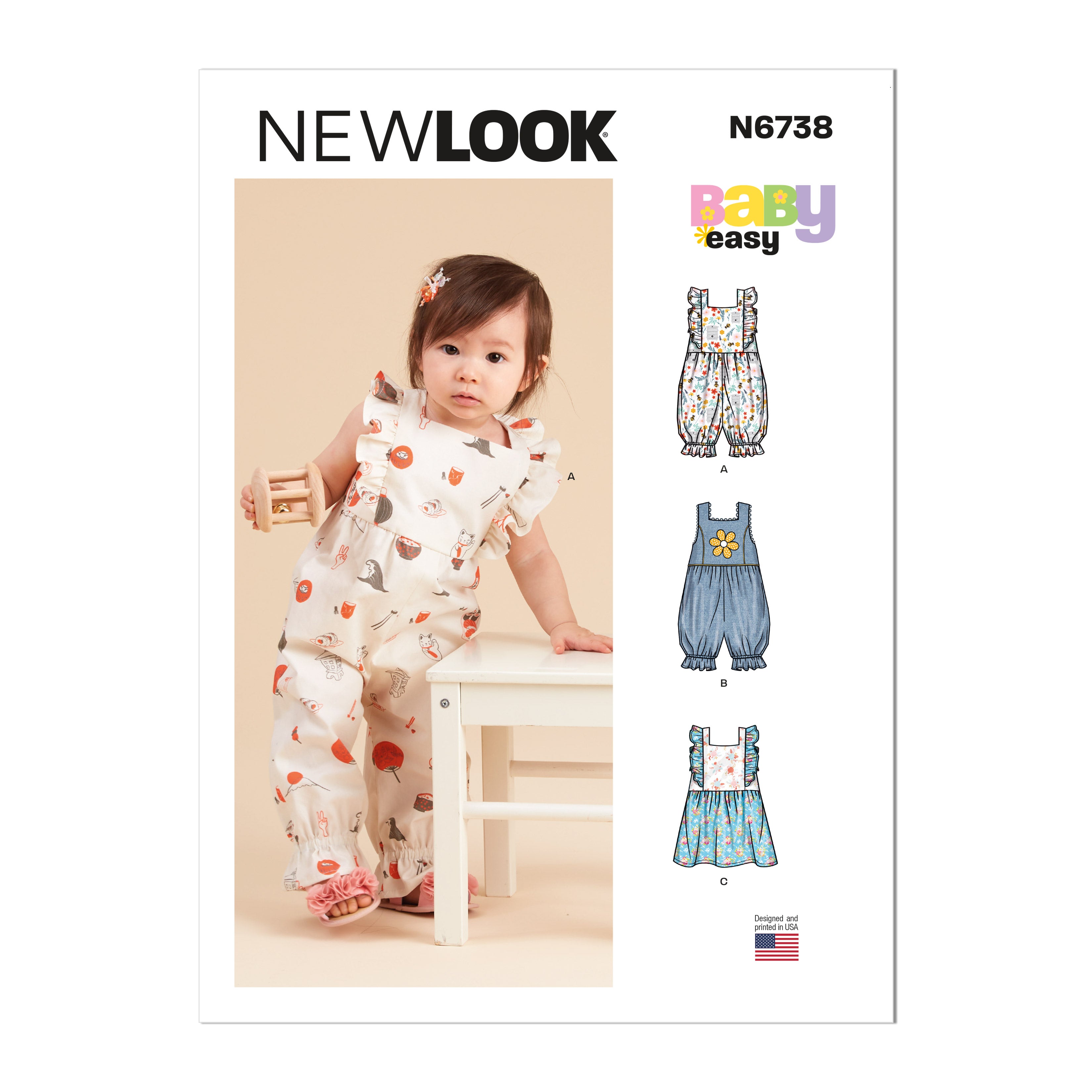 New Look sewing pattern 6738 Babies' Rompers and Dress from Jaycotts Sewing Supplies