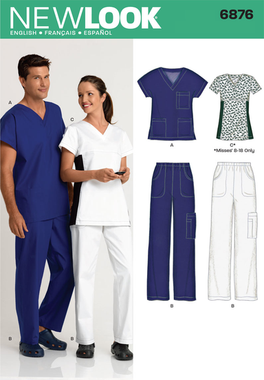 NL6876 Misses' & Mens' Scrubs from Jaycotts Sewing Supplies